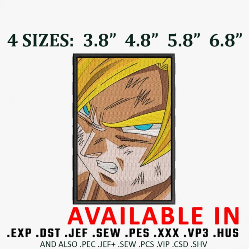Goku SSJ 2 embroidery design