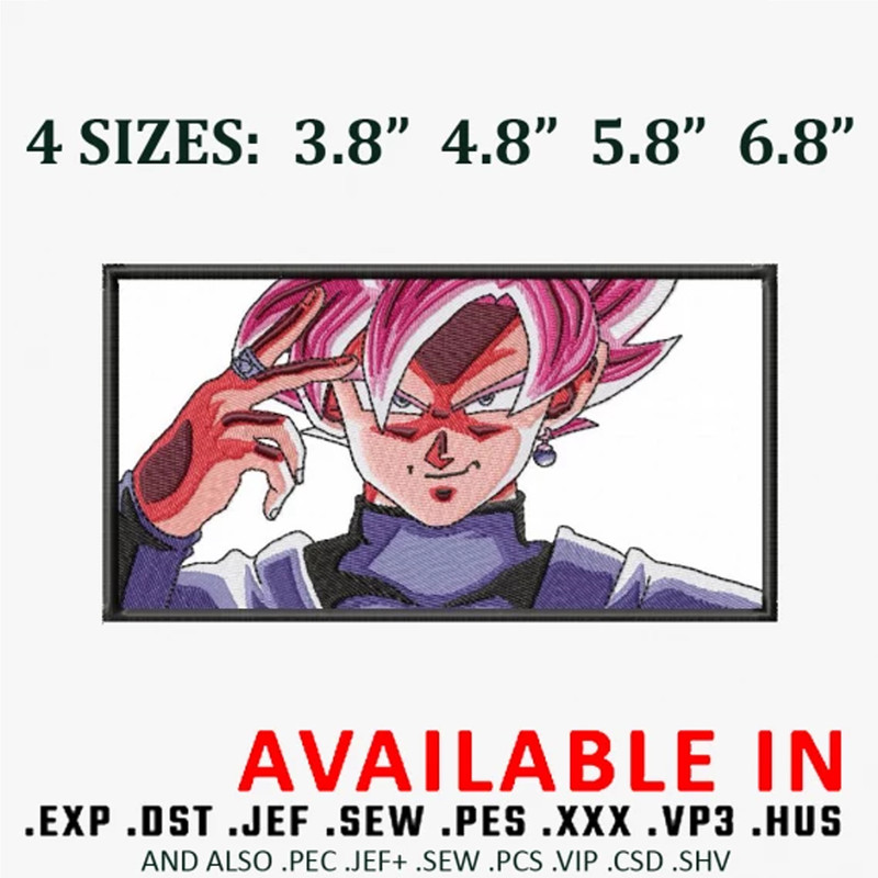Goku rose embroidery design