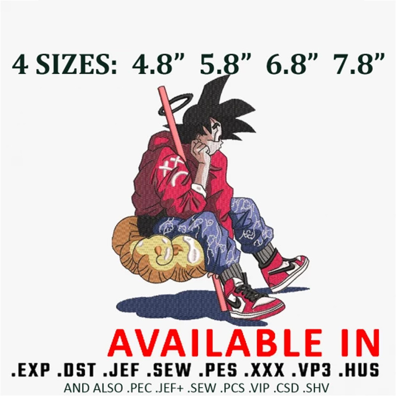 Goku cloud embroidery design