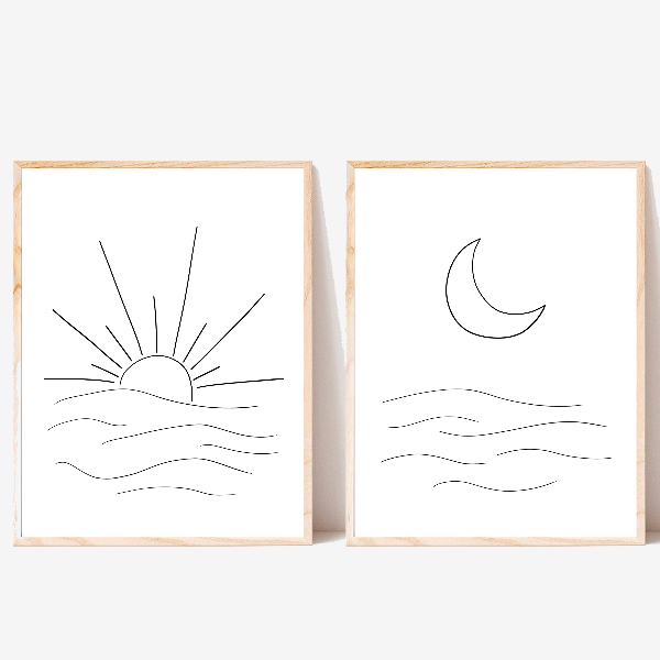 Sun and Moon set of 2 prints