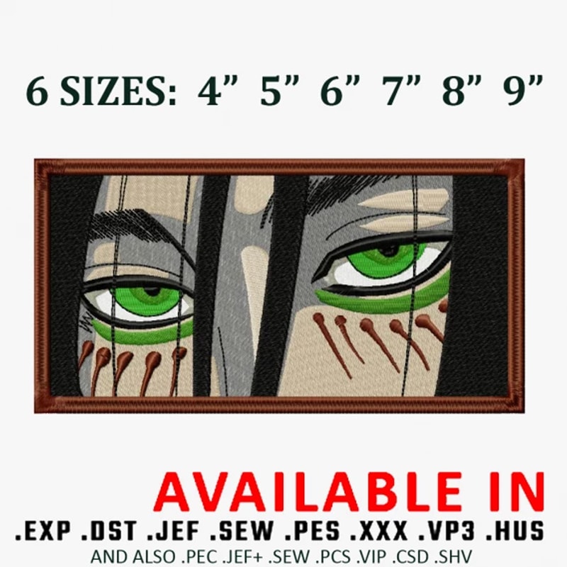 Eren green eyes embroidery design