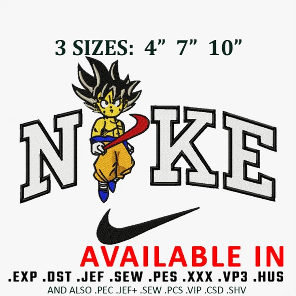 Goku boy x nike logo embroidery design