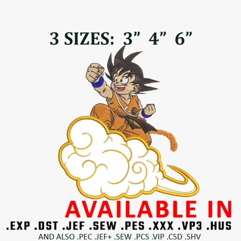 Goku Child Cloud Embroidery Design