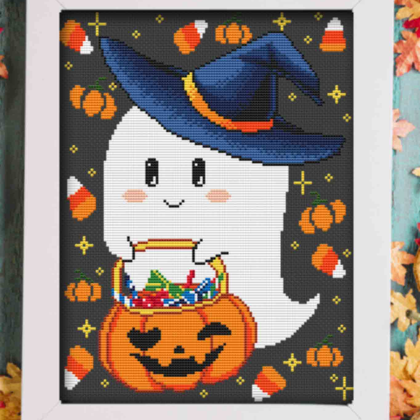 Halloween Ghost Cross Stitch Pattern - Inspire Uplift