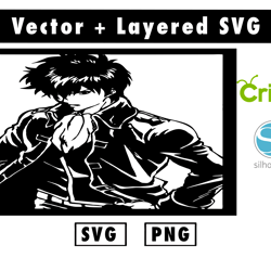 toshiro hijikata svg and png files for cricut machine , anime svg , manga svg , goku svg