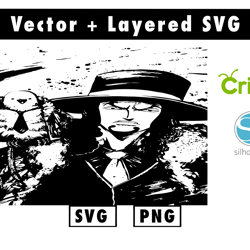 one piece rob lucci svg and png files for cricut machine , anime svg , manga svg , goku svg