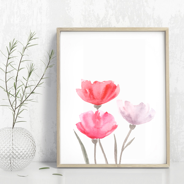 Pink poppy flowers print