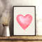 Watercolor pink heart print