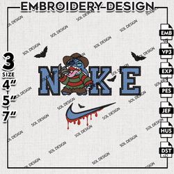Nike Stitch In Freddy Krueger Embroidery Files, Horror Characters, Halloween Embroidery, Horror Machine Embroidery Files