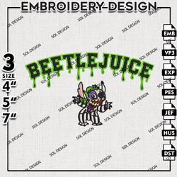 Stitch Beetlejuice Drop Name Embroidery Files, Horror Movie, Halloween Embroidery, Horror Machine Embroidery Files