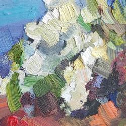 white flowers original oil painting wlowers wall art small painting cardboard art mini art