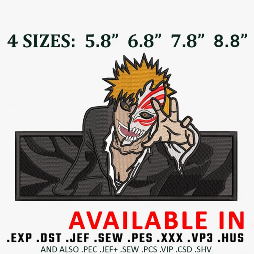 Ichigo kurosaki embroidery design