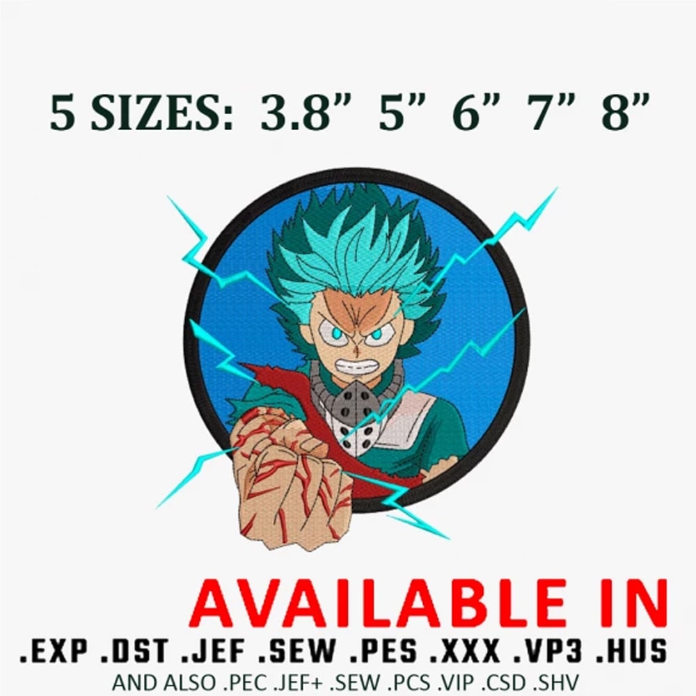 Izuku hero embroidery design