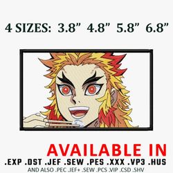 kyojuro rengoku embroidery design, anime shirt, anime design, embroidered shirt, anime embroidery, digital download.