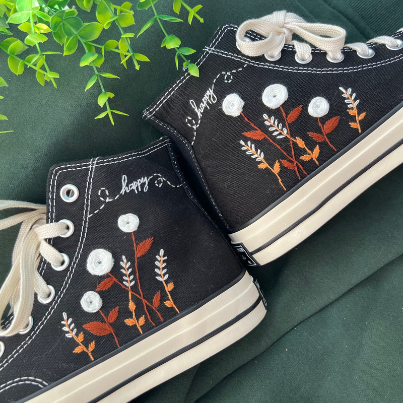 Converse High TopsEmbroidered ShoesEmbroidered White Sweet Rose GardenEmbroidered Sneakers Chuck Taylor 1970s Converse Custom Name - 3.jpg