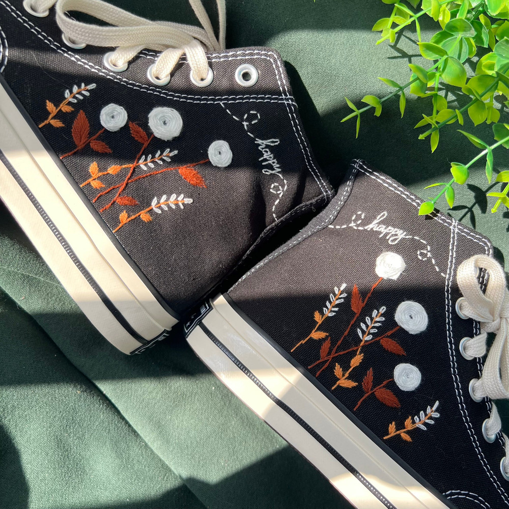 Converse High TopsEmbroidered ShoesEmbroidered White Sweet Rose GardenEmbroidered Sneakers Chuck Taylor 1970s Converse Custom Name - 4.jpg