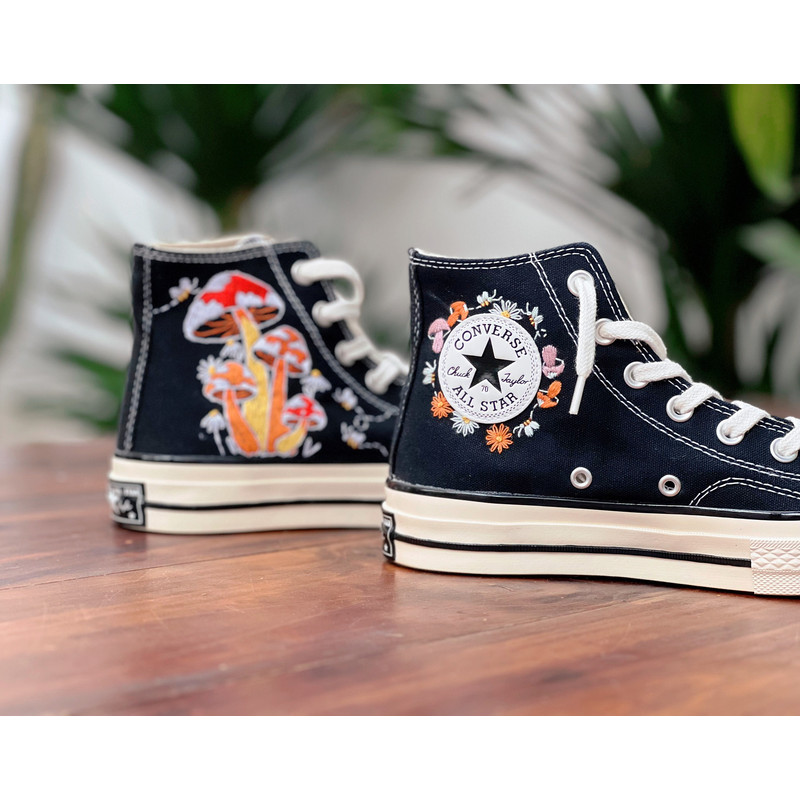 Custom ConverseMushroom ConverseEmbroidered Converse Cluster Of Colorful Mushrooms And BeesEmbroidered Converse High Tops Logo Mushroom - 3.jpg
