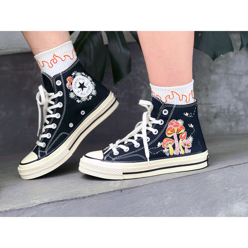 Custom ConverseMushroom ConverseEmbroidered Converse Cluster Of Colorful Mushrooms And BeesEmbroidered Converse High Tops Logo Mushroom - 5.jpg