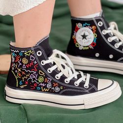 custom converse math formula embroidery pattern, embroidered logo color textures,best for gifts