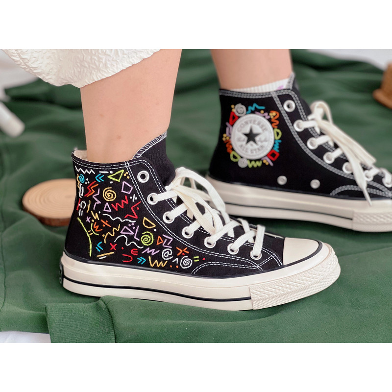 Embroidered Converse Chuck Taylors 1970s Custom Converse Math Formula Embroidery Pattern Embroidered Logo Color TexturesBest For Gifts - 1.jpg