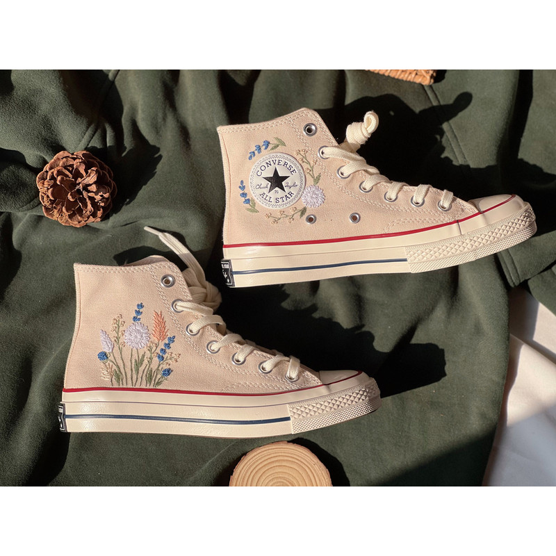 Embroidered Converse Chuck Taylors 1970sCustom Converse Multicolored Flower Clusters Embroidered Converse High Tops,Chrysanthemum,Lavender - 2.jpg