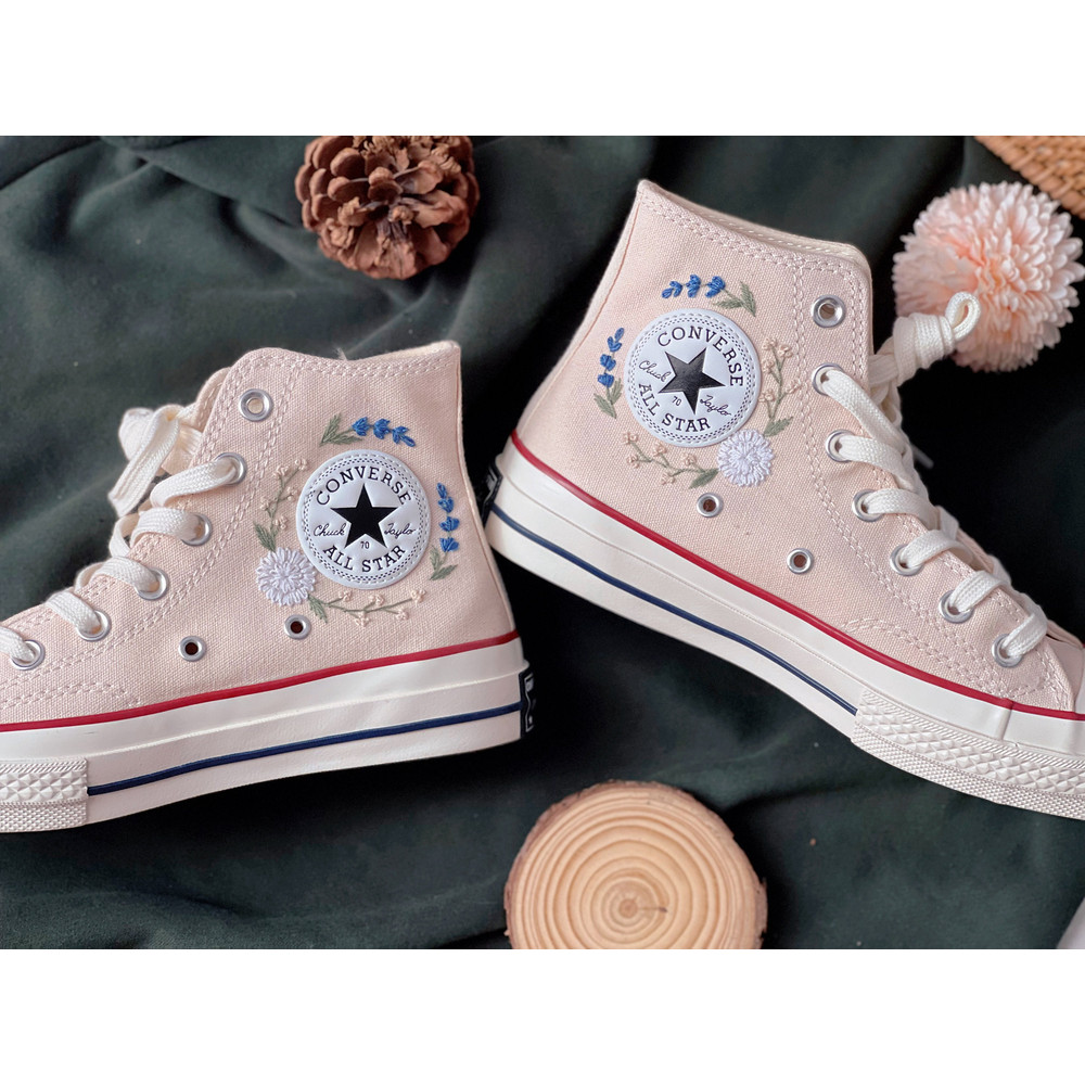 Embroidered Converse Chuck Taylors 1970sCustom Converse Multicolored Flower Clusters Embroidered Converse High Tops,Chrysanthemum,Lavender - 5.jpg