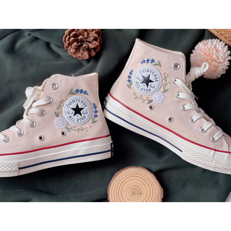 Embroidered Converse Chuck Taylors 1970sCustom Converse Multicolored Flower Clusters Embroidered Converse High Tops,Chrysanthemum,Lavender - 5.jpg