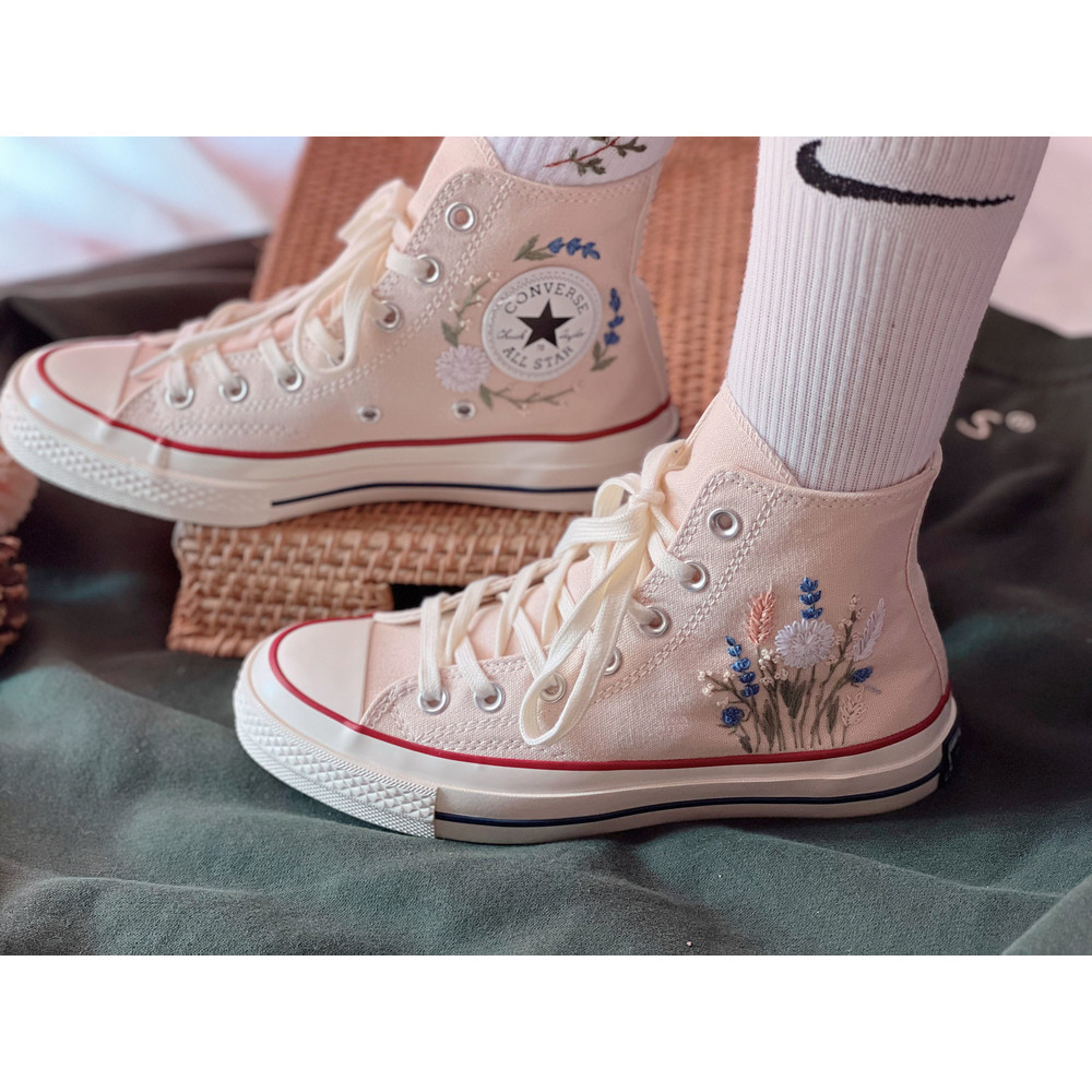 Embroidered Converse Chuck Taylors 1970sCustom Converse Multicolored Flower Clusters Embroidered Converse High Tops,Chrysanthemum,Lavender - 7.jpg