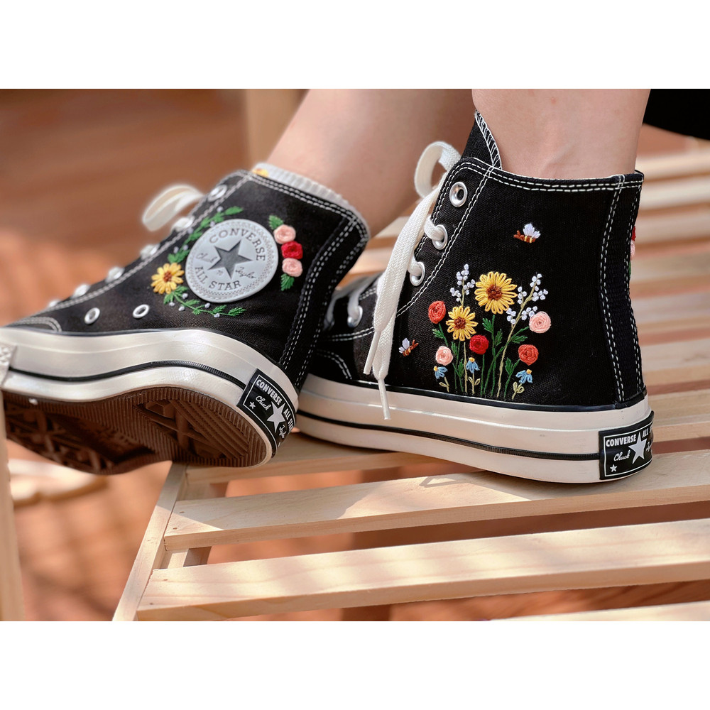 Embroidered Converse Hi TopsFloral ConverseConverse Embroidered Clusters Of Sunflowers And RosesButterfly ConverseCustom Logo Shoes - 6.jpg