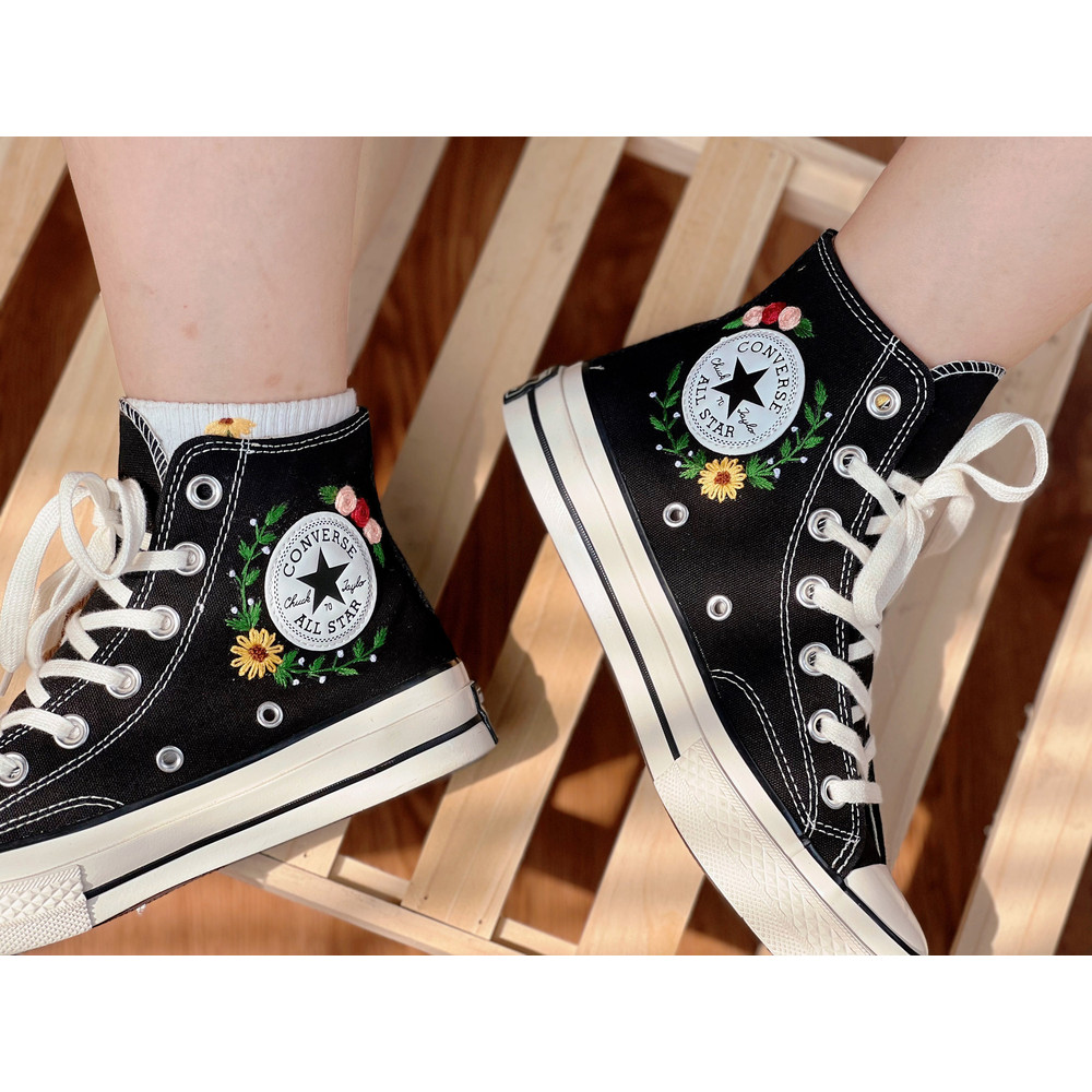 Embroidered Converse Hi TopsFloral ConverseConverse Embroidered Clusters Of Sunflowers And RosesButterfly ConverseCustom Logo Shoes - 7.jpg