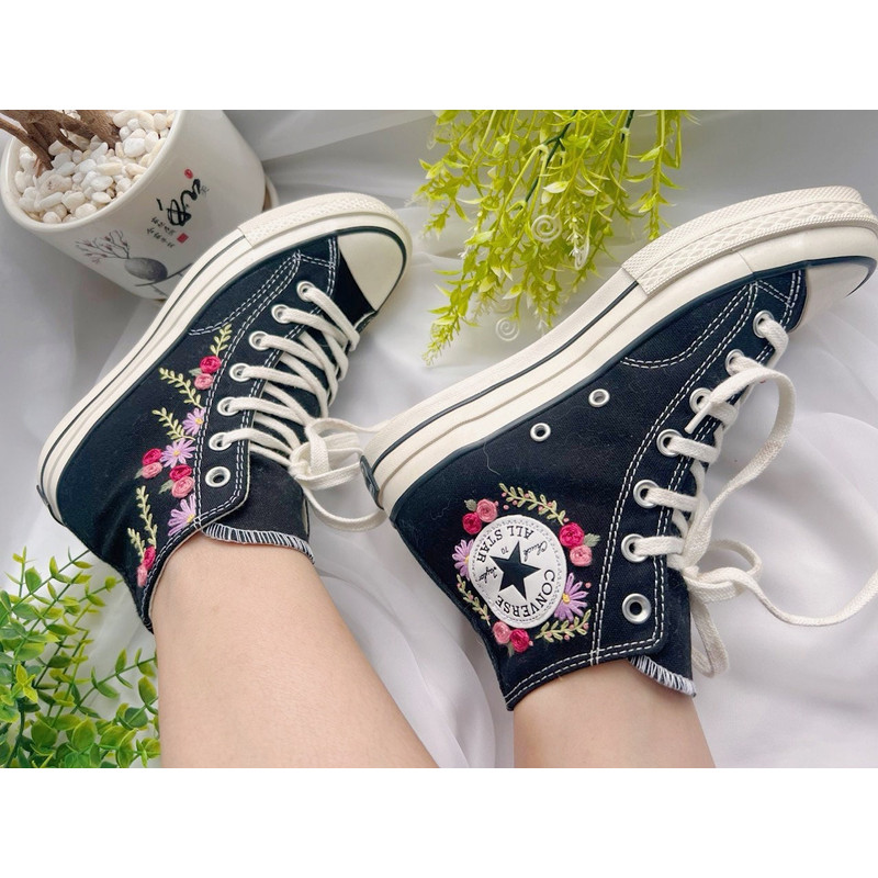 Embroidered Converse Wedding ConverseConverse High Tops Chuck Taylor 1970sCustom Rose StripEmbroidered Rose Logo - 5.jpg