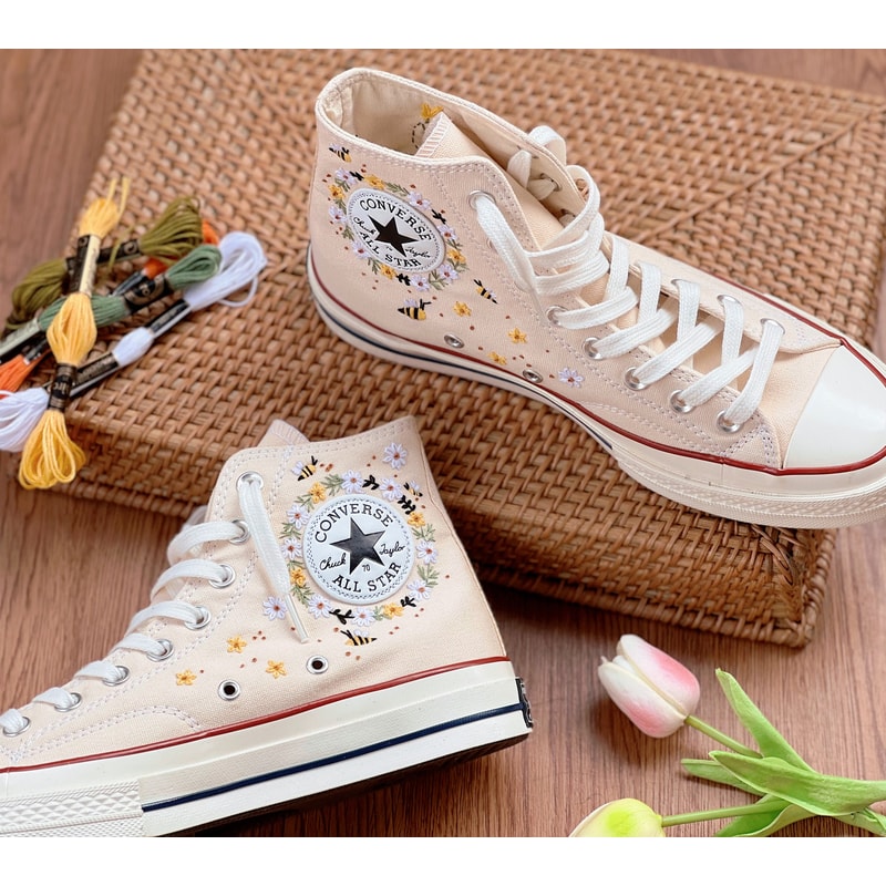 Embroidered ConverseBees ConverseConverse High Tops Bees And FlowersEmbroidered Sneakers Daisies And SunflowersBee Embroidery Design - 2.jpg
