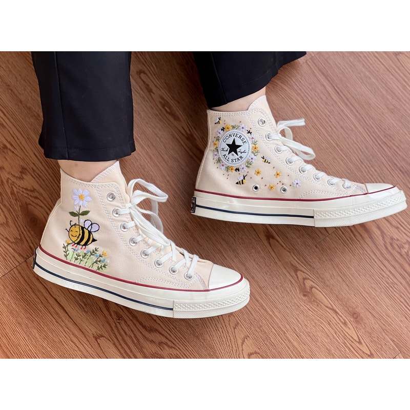 Embroidered ConverseBees ConverseConverse High Tops Bees And FlowersEmbroidered Sneakers Daisies And SunflowersBee Embroidery Design - 3.jpg