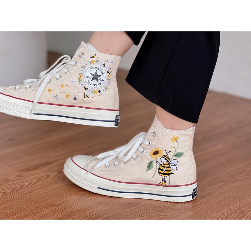 Embroidered ConverseBees ConverseConverse High Tops Bees And FlowersEmbroidered Sneakers Daisies And SunflowersBee Embroidery Design - 6.jpg