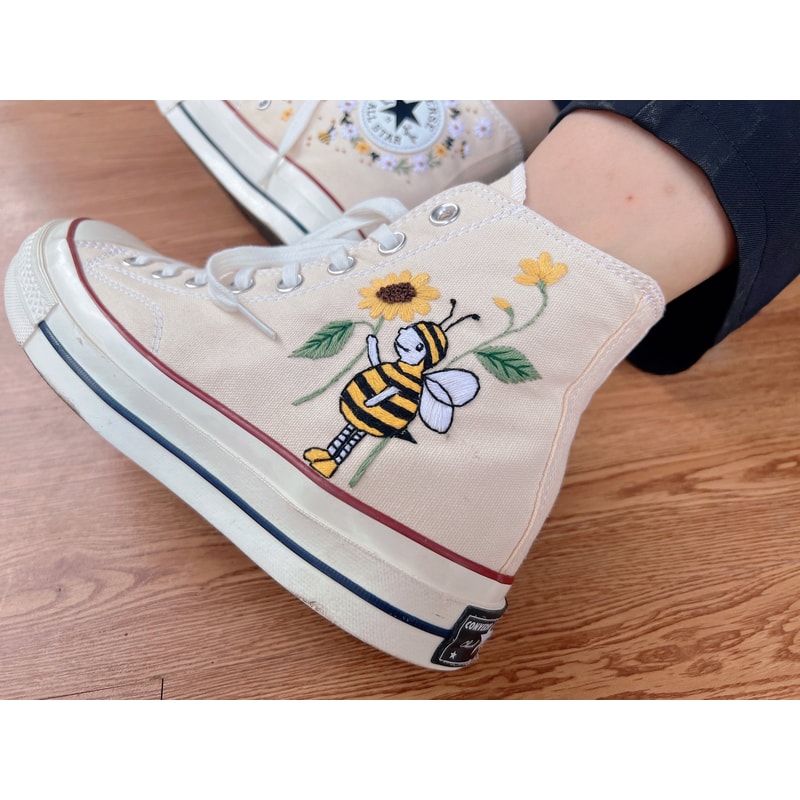 Embroidered ConverseBees ConverseConverse High Tops Bees And FlowersEmbroidered Sneakers Daisies And SunflowersBee Embroidery Design - 7.jpg