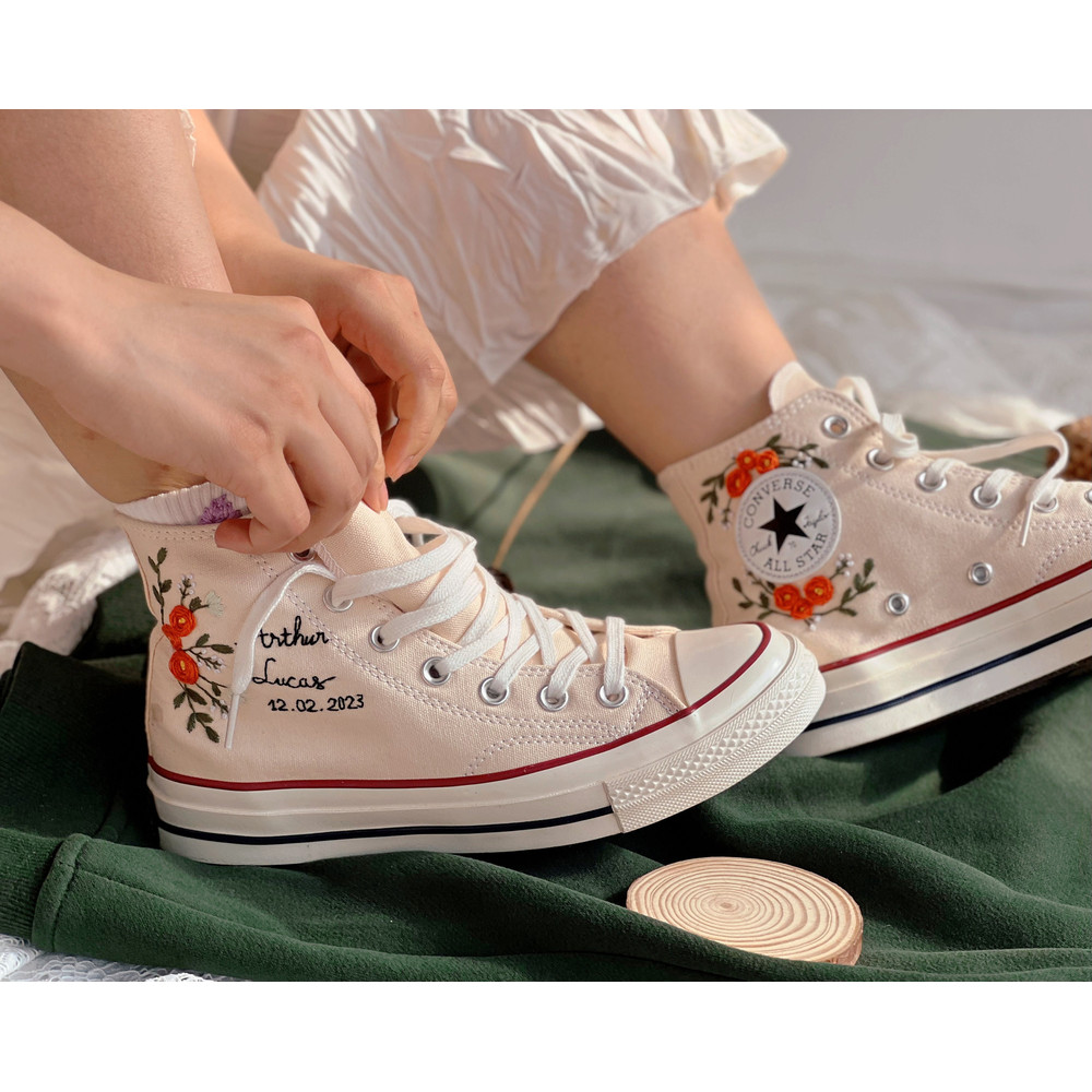Embroidered ConverseBridal ConverseFlower ConverseCustom Converse HighTops Orange RoseCustom Logo ConverseWedding NameGift For Wedding - 6.jpg