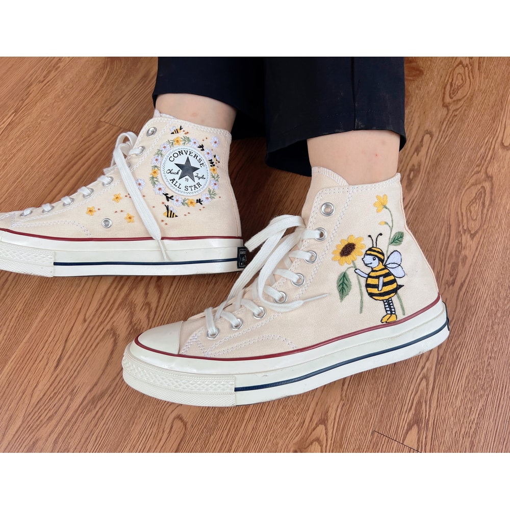 Embroidered ConverseBees ConverseConverse High Tops Bees And FlowersEmbroidered Sneakers Daisies And SunflowersBee Embroidery Design - 8.jpg