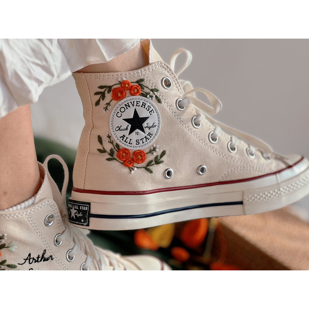 Embroidered ConverseBridal ConverseFlower ConverseCustom Converse HighTops Orange RoseCustom Logo ConverseWedding NameGift For Wedding - 7.jpg