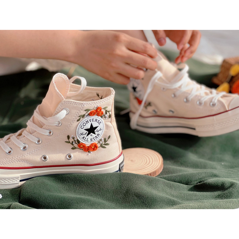 Embroidered ConverseBridal ConverseWedding NameFlower ConverseCustom Converse HighTops Orange RoseCustom Logo ConverseGift For Wedding - 4.jpg
