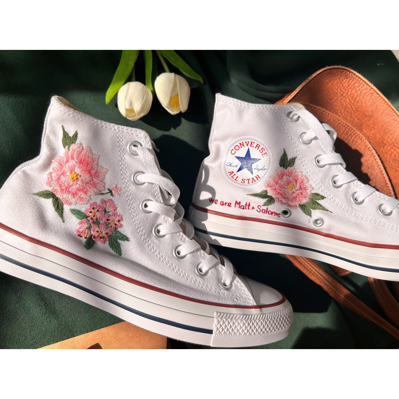 Embroidered ConverseConverse High Tops Custom PeonyPink Flower ConverseCustom Logo FlowersEmbroidered Sneakers - 2.jpg