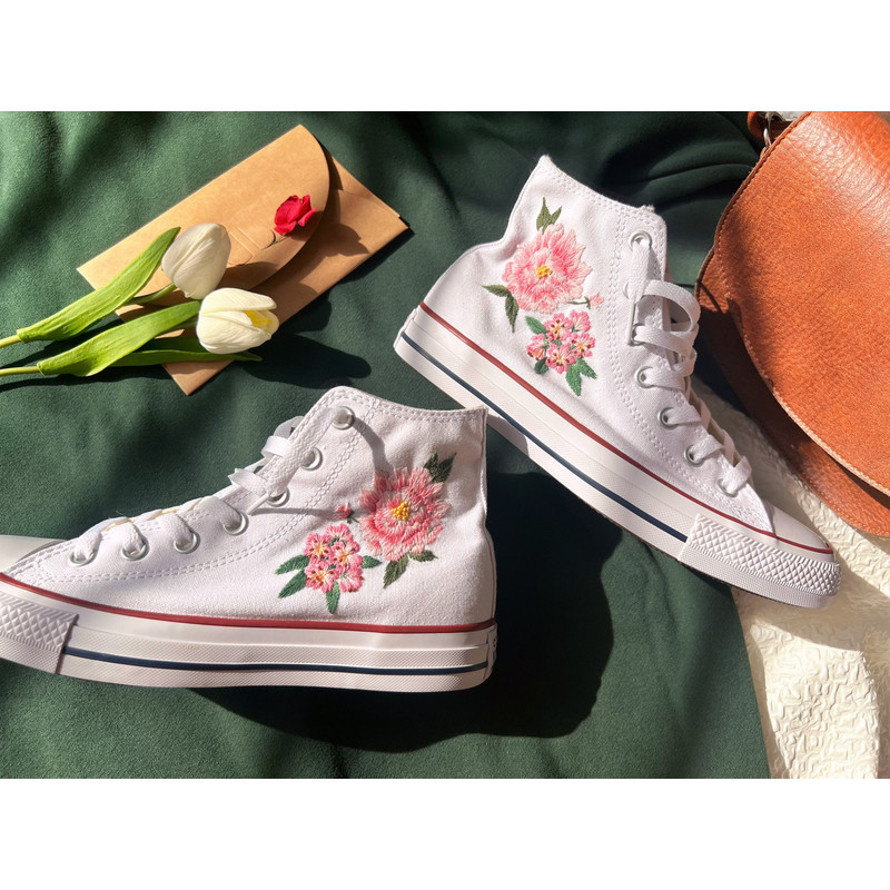 Embroidered ConverseConverse High Tops Custom PeonyPink Flower ConverseCustom Logo FlowersEmbroidered Sneakers - 5.jpg