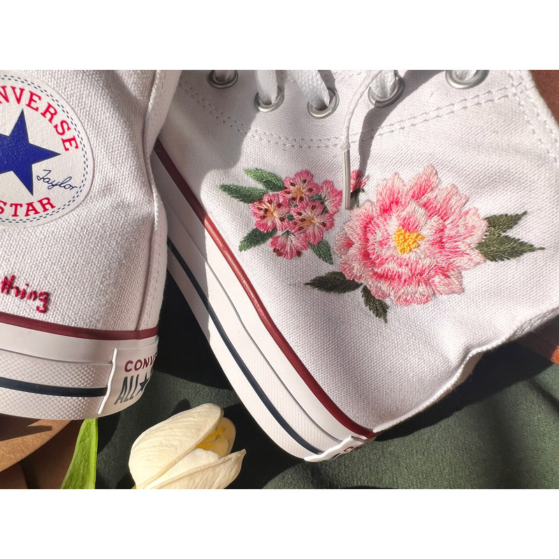 Embroidered ConverseConverse High Tops Custom PeonyPink Flower ConverseCustom Logo FlowersEmbroidered Sneakers - 6.jpg