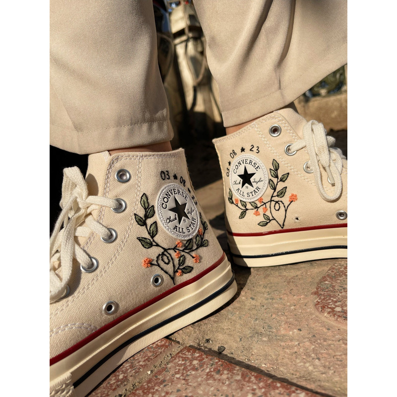 Embroidered ConverseCustom Converse Flowers,Leaves FacesEmbroidered Sneakers LeavesConverse Embroidery Chuck Taylor 1970sGift For Mom - 8.jpg