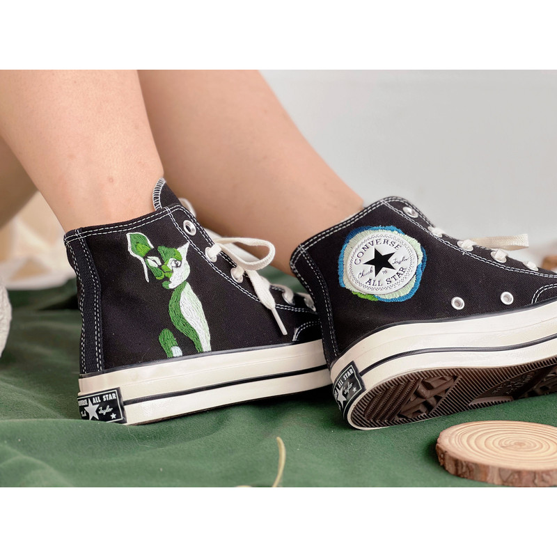 Embroidered ConverseCustom Kawaii CatEmbroidered Converse High Tops Cat Embroidery ArtCustom Blue CatCustom Logo ConverseCat Gift - 6.jpg