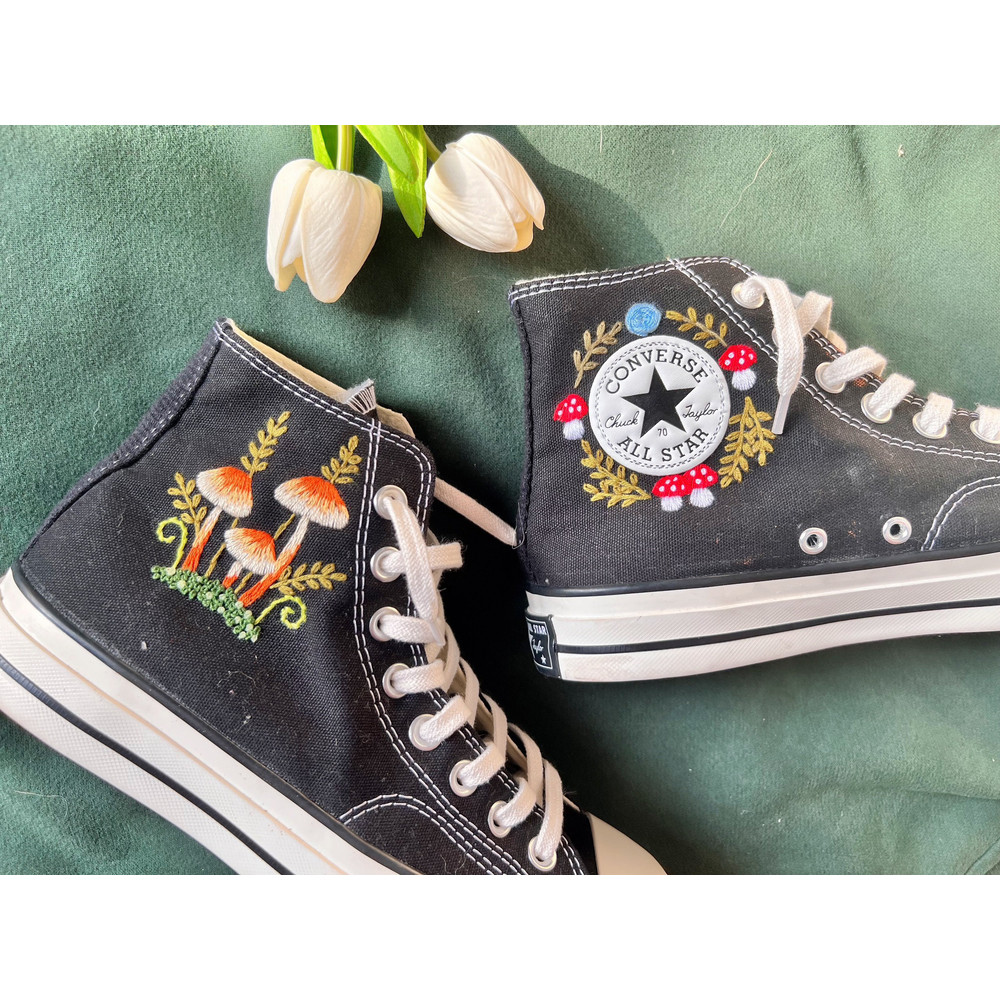 Embroidered ConverseMushroom ConverseConverse High Tops Chuck Taylor 1970sCustom Logo Mushrooms,FlowersEmbroidered Orange mushrooms - 2.jpg