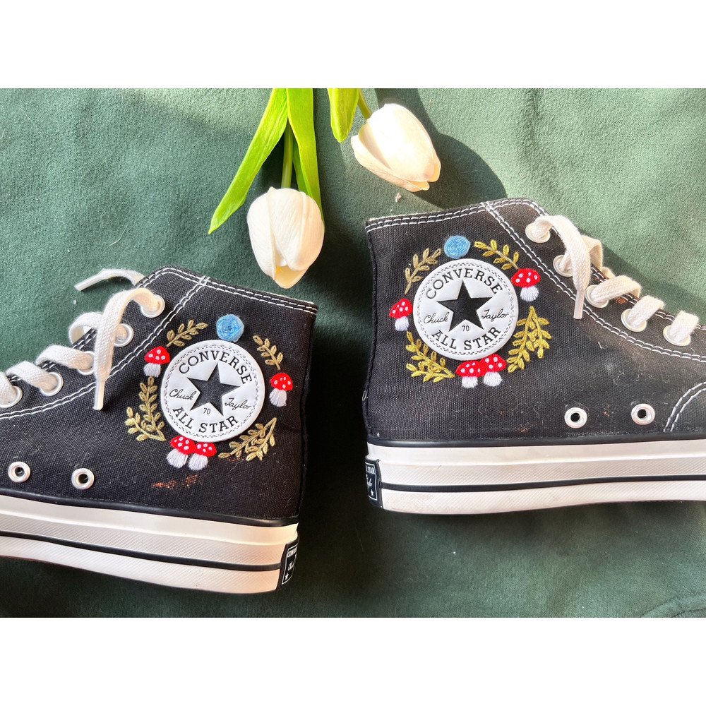 Embroidered ConverseMushroom ConverseConverse High Tops Chuck Taylor 1970sCustom Logo Mushrooms,FlowersEmbroidered Orange mushrooms - 3.jpg