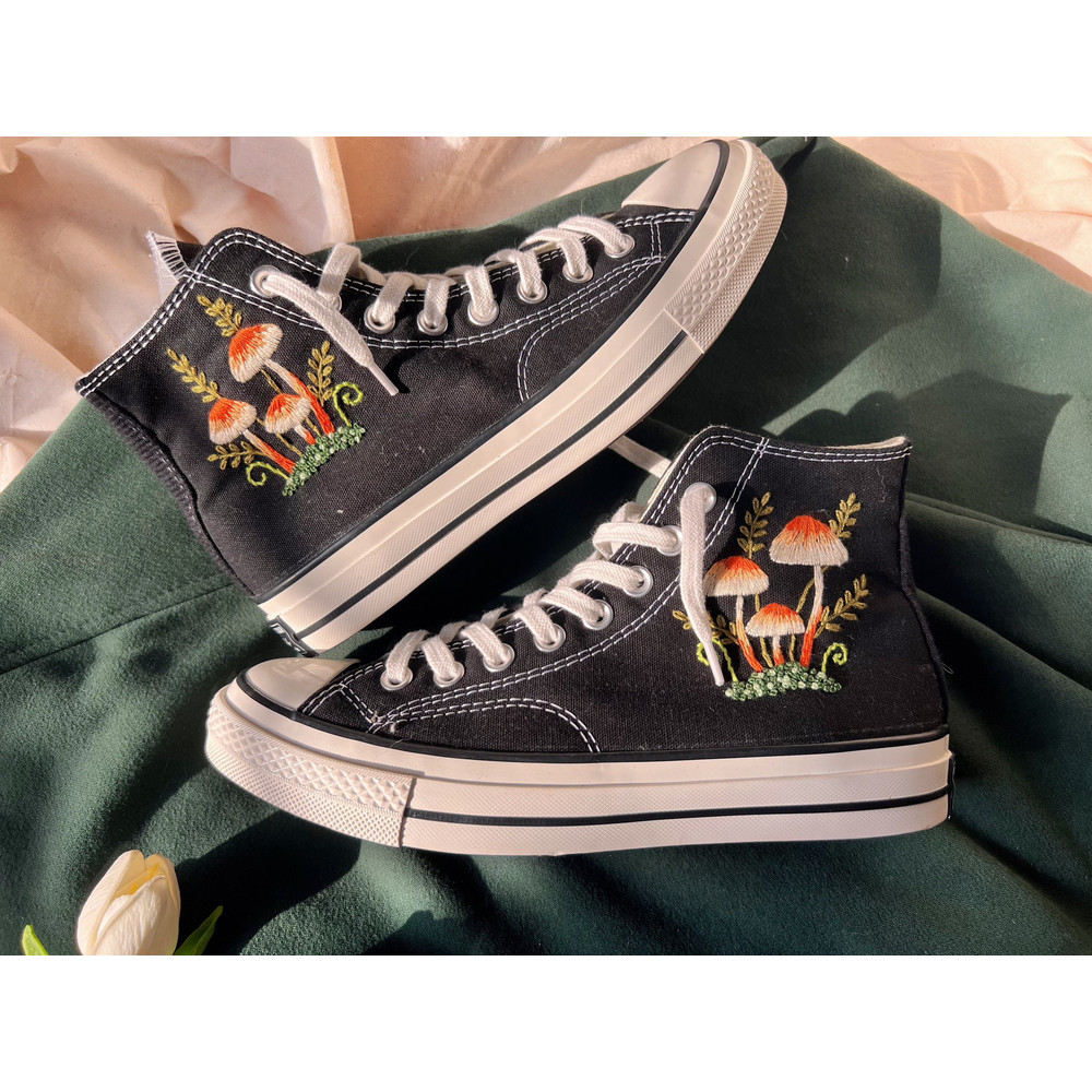 Embroidered ConverseMushroom ConverseConverse High Tops Chuck Taylor 1970sCustom Logo Mushrooms,FlowersEmbroidered Orange mushrooms - 5.jpg