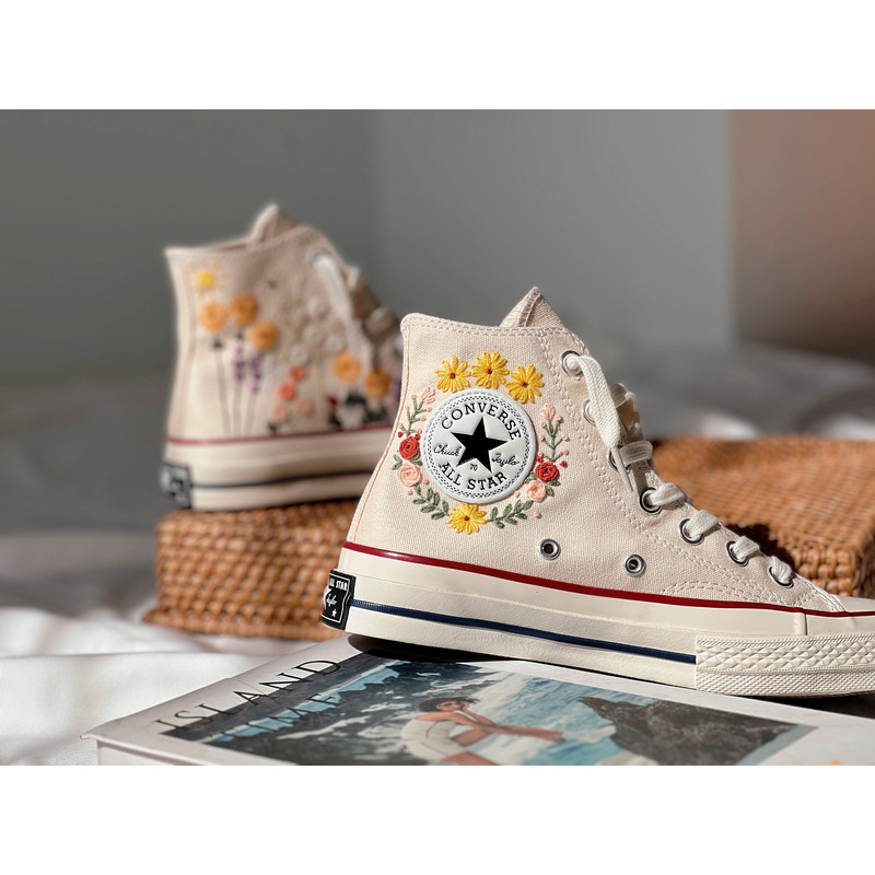 Embroidered ConverseSunflower ConverseCustom Converse PetEmbroidered Converse High Tops Butterfly Cat And Sweet Sunflower GardenGifts - 4.jpg