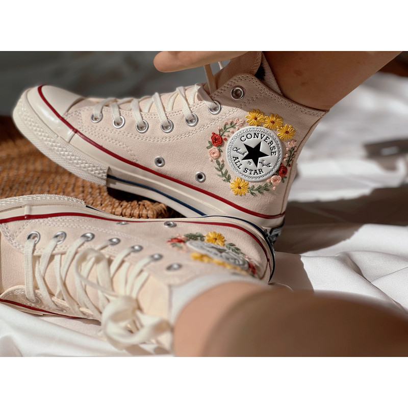 Embroidered ConverseSunflower ConverseCustom Converse PetEmbroidered Converse High Tops Butterfly Cat And Sweet Sunflower GardenGifts - 5.jpg