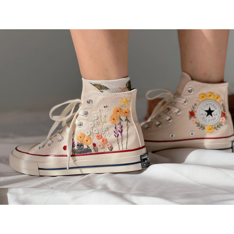 Embroidered ConverseSunflower ConverseCustom Converse PetEmbroidered Converse High Tops Butterfly Cat And Sweet Sunflower GardenGifts - 7.jpg